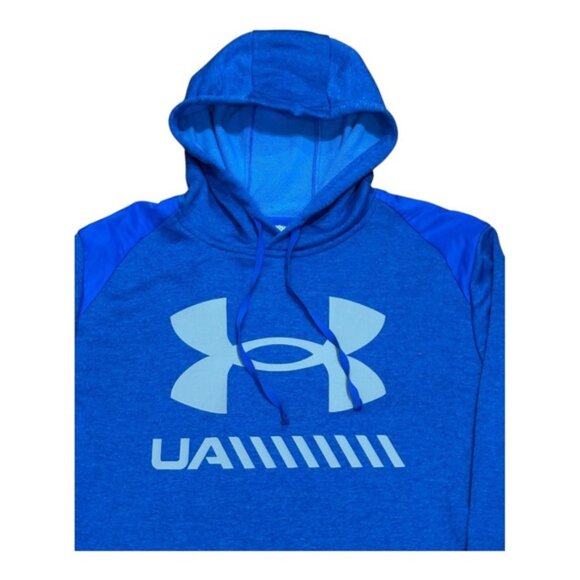 Under Armour Hoodie Mens Medium Blue ColdGear Pullover Logo Athletic Sweatshirt - Picture 2 of 10
